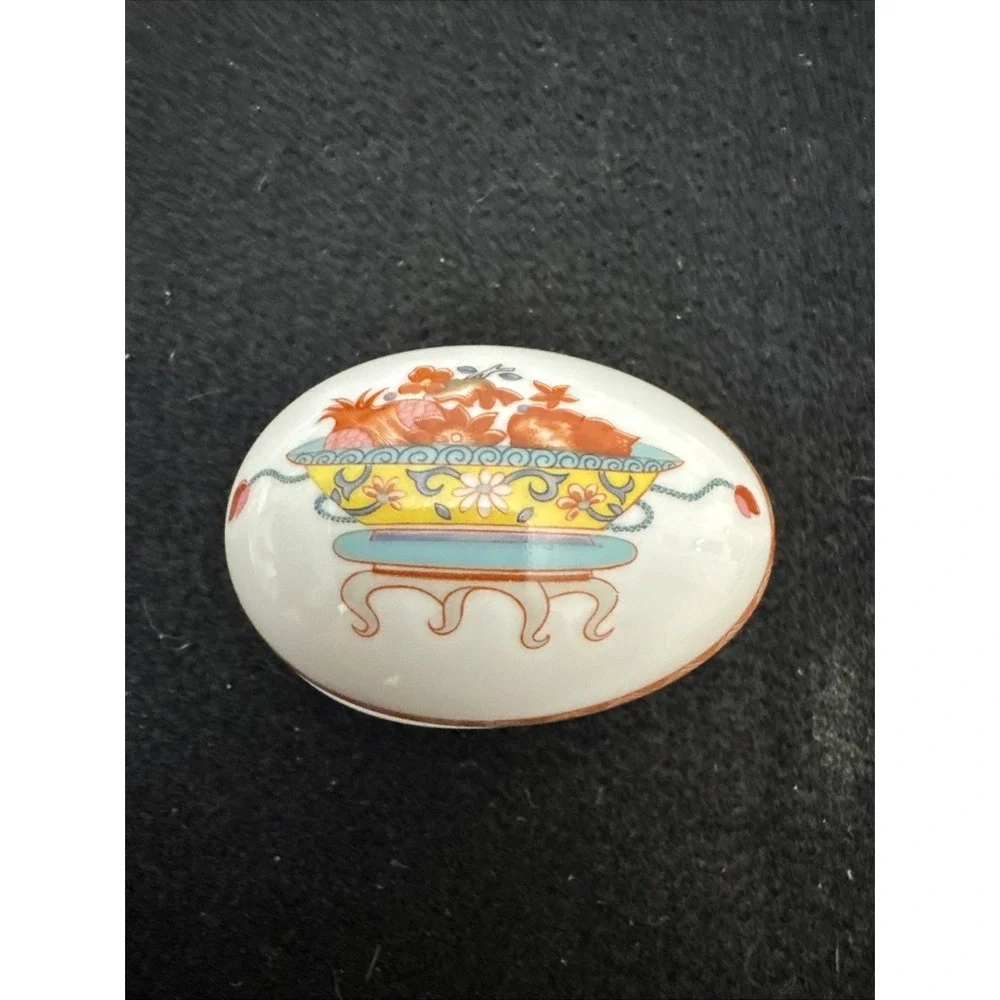 Vintage Bernardaud Limoges France Egg Trinket Box #8 Fou Tcheou Porcelain